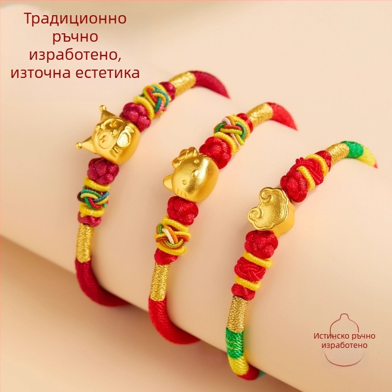 DIY преплетена гривна за деца — ръчно плетена връв, национален стил, зима 2025, на едро