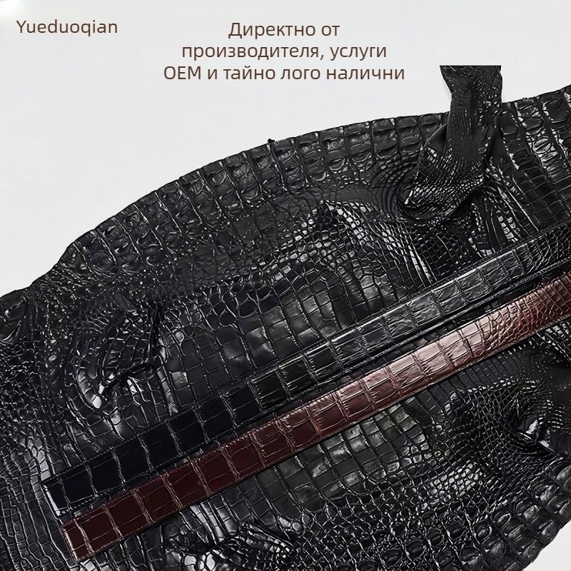 Мъжки колан от естествена кожа с крокодилска текстура, автоматична катарама, ширина над 4 см, стил бизнес/ежедневен