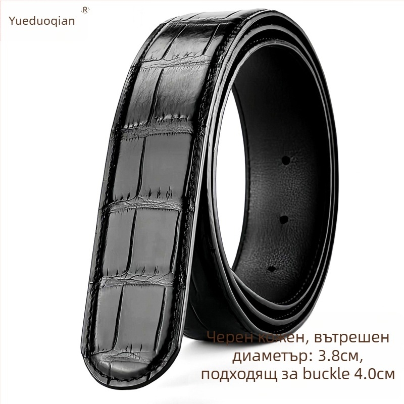Мъжки колан от естествена кожа с крокодилска текстура, автоматична катарама, ширина над 4 см, стил бизнес/ежедневен