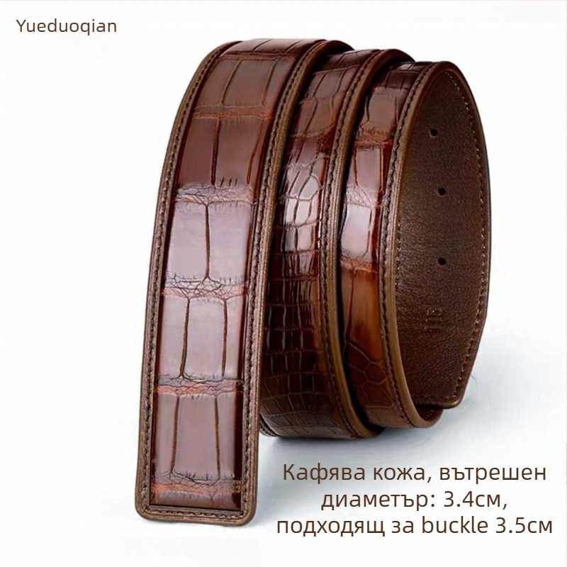 Мъжки колан от естествена кожа с крокодилска текстура, автоматична катарама, ширина над 4 см, стил бизнес/ежедневен