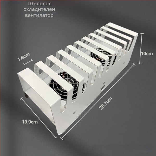 Стойка за заснемане отгоре за множество телефони и таблети с множество слотове за съхранение и централизирано зареждане на бюрото – ABS пластмаса
