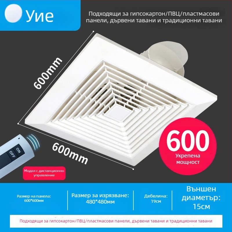 Ono 900-5 Вентилатор за вентилация за баня и кухня, 220V, 30/40W, окачен монтаж, съвместим с гипсокартон