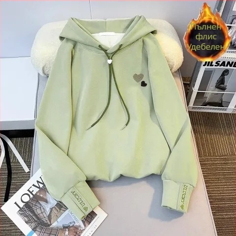 Детски суитшърт с качулка в корейски стил, плътна материя, 50% полиестер, меко усещане