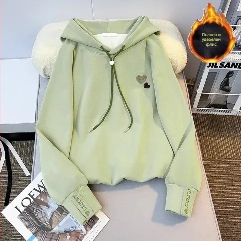 Детски суитшърт с качулка в корейски стил, плътна материя, 50% полиестер, меко усещане