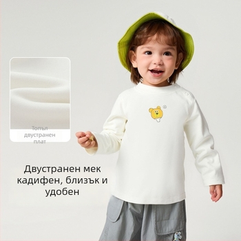 Balabala детска тениска с дълъг ръкав - карикатурен принт, възраст 1-3 г, зима 2025, кръгла яка, материя: вискоза 37.4%, акрил 31.5%, памук 24.1%, спандекс 7.0%