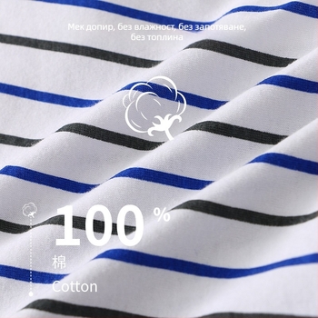 Мъжки памучни боксерки на райета, дишащи, свободна кройка, 100% памук, средно висока талия