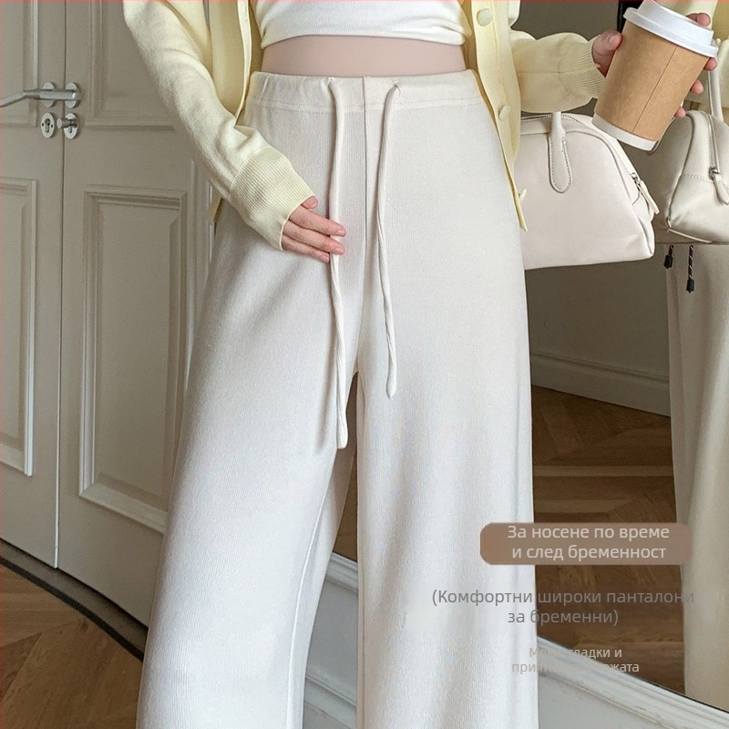 Майчински панталони със свободна кройка, 3/4 дължина, Chenille плат, съдържание на памук под 30%