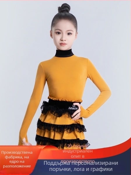 Латино танцово облекло за момичета, деца и възрастни — зима 2025, луксозно облекло за тренировки и изпълнения; Crystal Hemp полиестер 90–95%; сладък стил, елегантен ежедневен дизайн