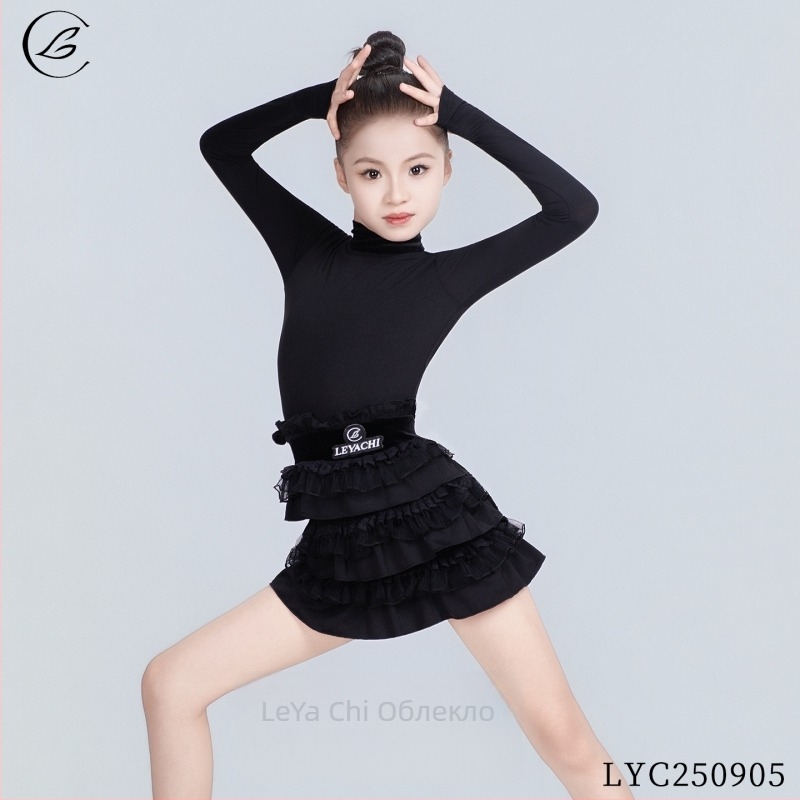 Латино танцово облекло за момичета, деца и възрастни — зима 2025, луксозно облекло за тренировки и изпълнения; Crystal Hemp полиестер 90–95%; сладък стил, елегантен ежедневен дизайн