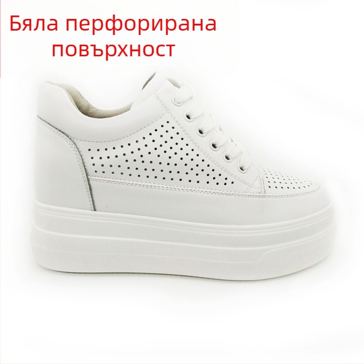 Обувки с прикрит ток за всекидневно носене, кръгъл нос, горна част от естествена кожа, височина на тока 6–8 см, подметка от полиуретан