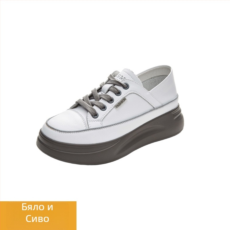 Платформени маратонки за жени с мрежесто горнище, предно връзване, подметка от полиуретан, височина 3–5 см, дишащи