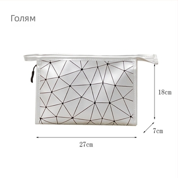 Кожена чанта за козметика и тоалетни принадлежности с клетъчен модел и PU подплата, стил за пътуване, цип