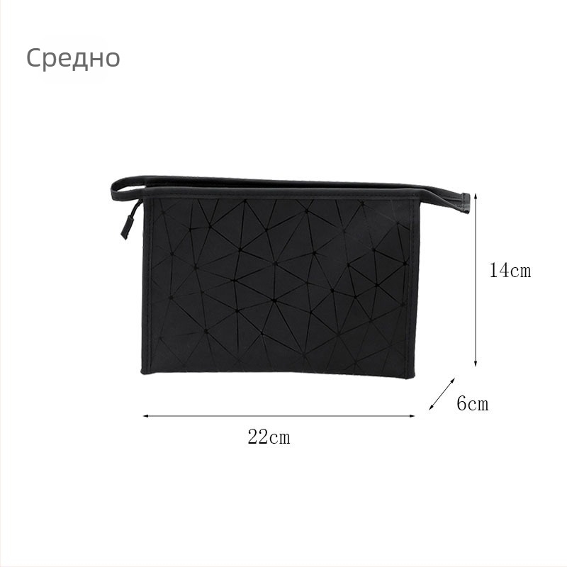 Кожена чанта за козметика и тоалетни принадлежности с клетъчен модел и PU подплата, стил за пътуване, цип