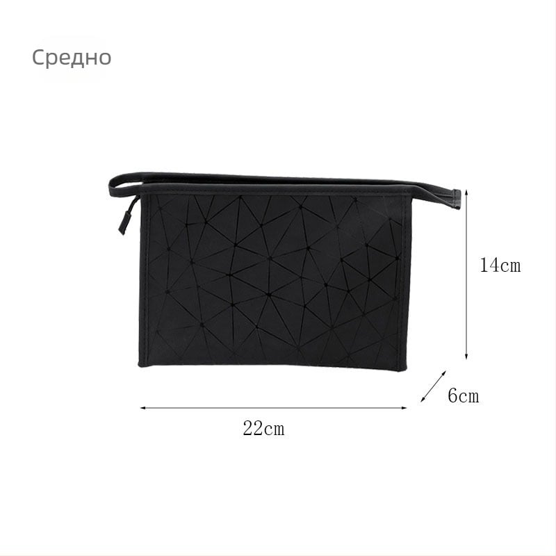 Кожена чанта за козметика и тоалетни принадлежности с клетъчен модел и PU подплата, стил за пътуване, цип