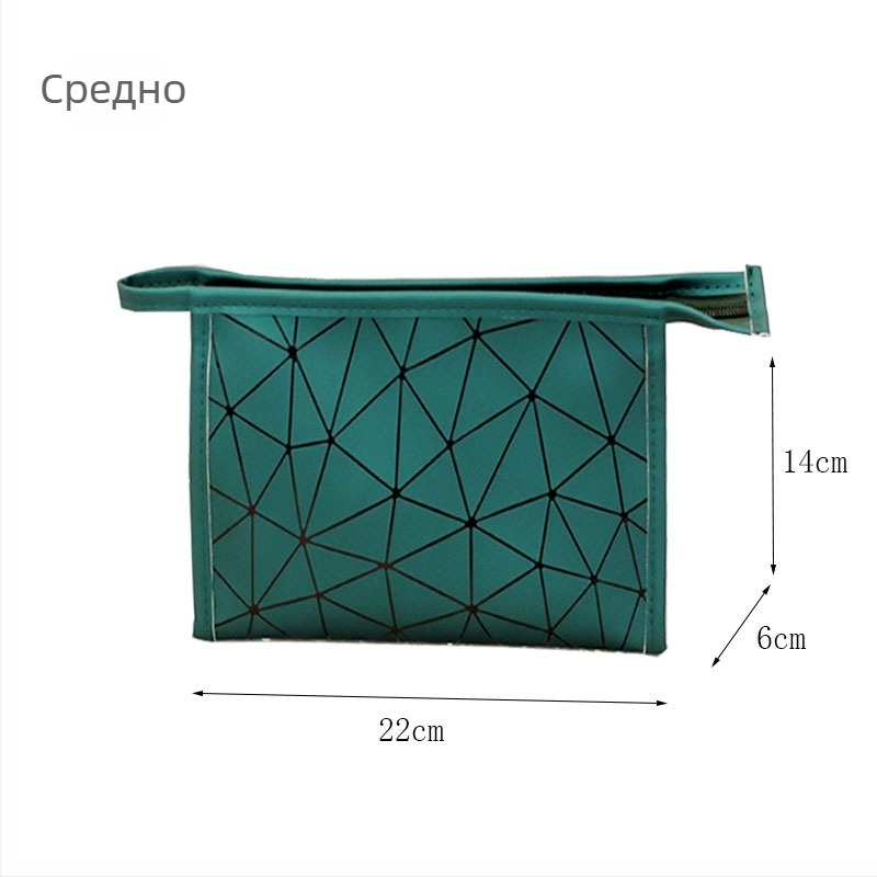 Кожена чанта за козметика и тоалетни принадлежности с клетъчен модел и PU подплата, стил за пътуване, цип