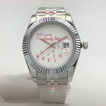 Мъжки автоматичен механичен часовник - сафирно кристално стъкло, корпус и каишка от неръждаема стомана, спирална корона, прозрачен заден капак