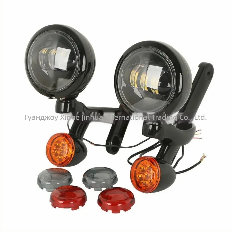 XHJH LED държач за мъгла за Харли‑Дейвидсън Road King/Big Glide – скоби за мигачи (1994–2024)
