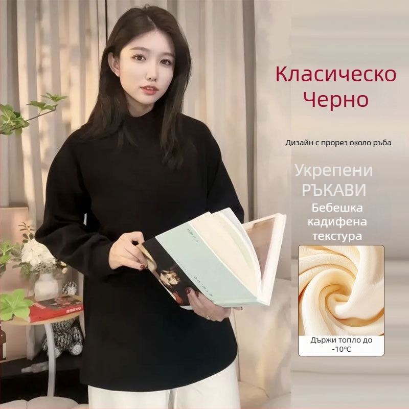 Heart and God дамски пуловер с Raglan ръкави и кръгло деколте, средна дължина, De Velvet плат, 50–70% регенерирани целулозни влакна, акрилен компонент <30%