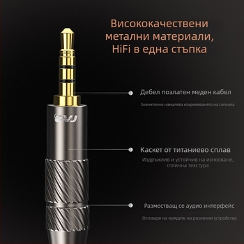 Подменяем аудио кабел за слушалки с подменяем щепсел, балансиран 4.4 мм / 3.5 мм, кислородно-чист мед, MMCX 0,78 мм, SGS сертифициран