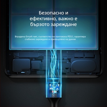 PD240W Type-C към Type-C кабел за зареждане на лаптопи с чип, двупосочен, дължина 0.5–3 m
