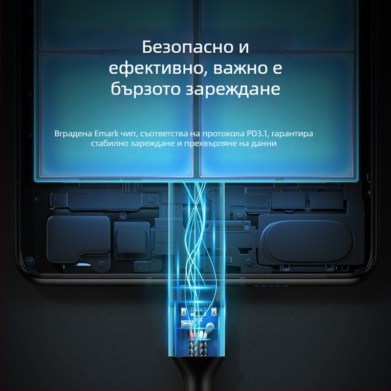 PD240W Type-C към Type-C кабел за зареждане на лаптопи с чип, двупосочен, дължина 0.5–3 m