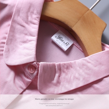 Дамска риза от Mulberry коприна, дълъг ръкав, куклена яка, тежка плетка, стил темпераментен градски стил