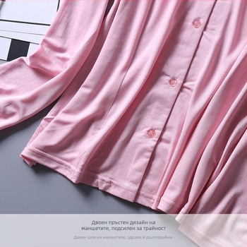 Дамска риза от Mulberry коприна, дълъг ръкав, куклена яка, тежка плетка, стил темпераментен градски стил