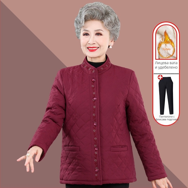 Дамско зимно памучно палто, дебело, кръгла яка, памучно пълнеж, полиестер 95%+