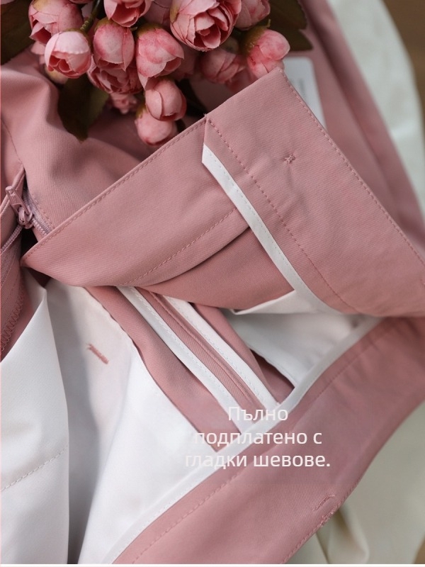 Дамски бермудски шорти с висока талия, силует A‑линия, лека материя, полиестерен бленд ≥95%, стил костюм, без еластичност