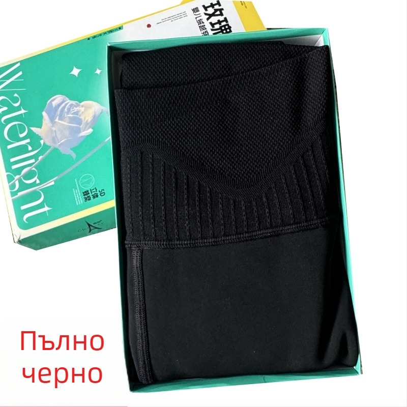 Дамски чорапогащник с висока талия и глянцов блясък, повдига дупето, антифрикционна найлонова материя, едноцветен модел, сгъстен