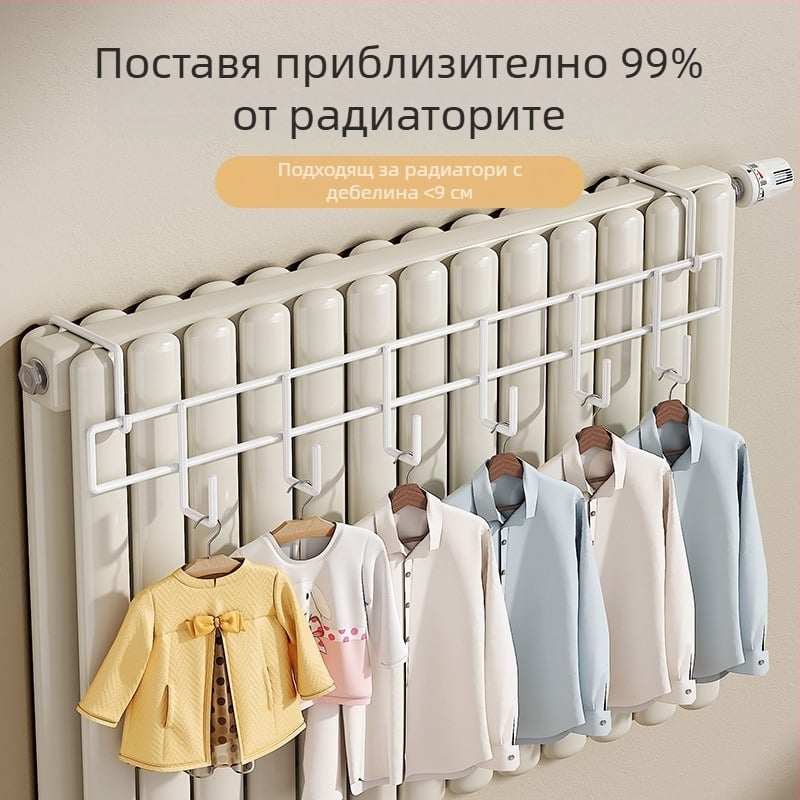 Закачалка за радиатор – без дупки, универсална, удебелена, термоустойчива (въглеродна стомана, максимална носимост 10 кг, кука)