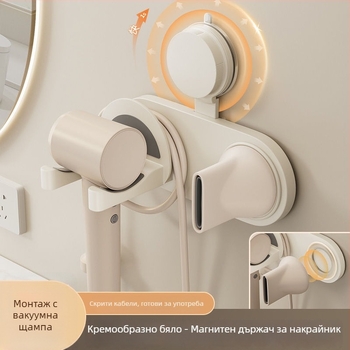 Пластмасов държач за сешоар с вакуумна чашка, стенен монтаж, перфорирана конструкция, CE сертифициран, код Pxx695738122989