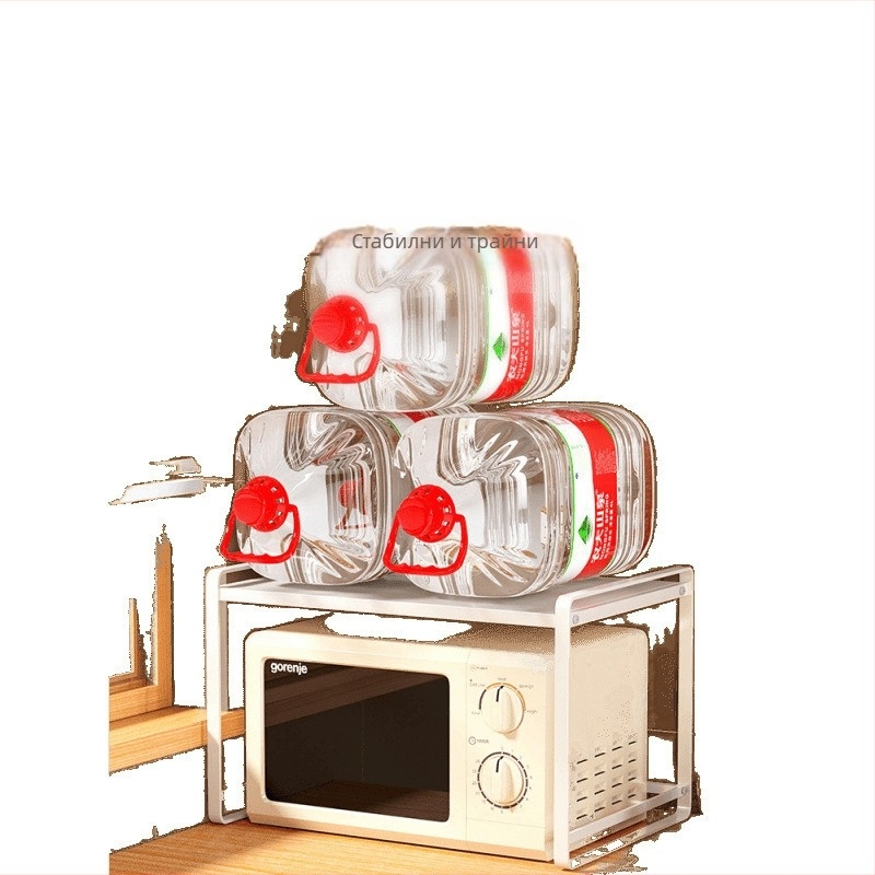 Стенен кухненски рафт за микровълнова и съдове, многоетажен стенен органайзер за чинии и подправки, модерен минималистичен дизайн, без монтаж