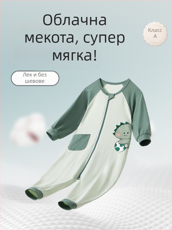 Детска еднокомпонентна спална пижама за домашно ползване, унисекс, пролет-лято, 95% памук, карикатурен принт, влагоотводяща