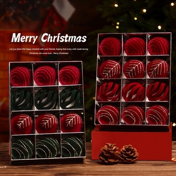 Коледни елхови топки, флокирани, отливка, марка: Other