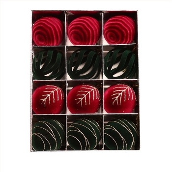 Коледни елхови топки, флокирани, отливка, марка: Other