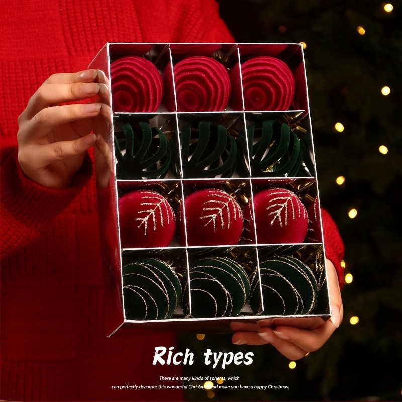 Коледни елхови топки, флокирани, отливка, марка: Other