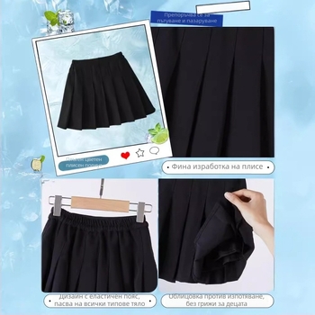 Момичешка плисирана тенис пола за лято – полиестер 80%, лека спортна пола за момичета над 8 години