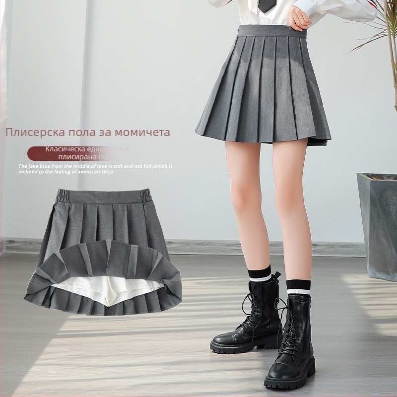 Момичешка плисирана тенис пола за лято – полиестер 80%, лека спортна пола за момичета над 8 години