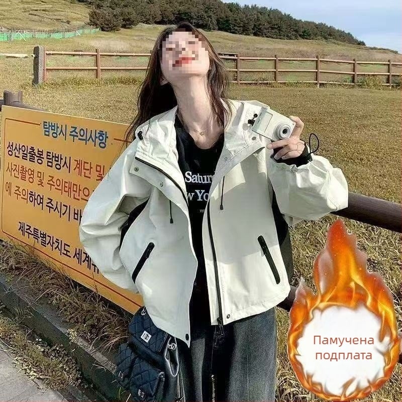 Дамско подплатено яке в корейски стил, тънък силует, Rayon 70–80%, Изкуствена агнешка вълна, стандартни ръкави, бейзболен яка, Пролет 2025