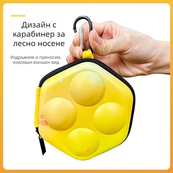 Кутия за тенис топки за маса с твърд корпус, набор от 4 топки, портативна и стилна, материал ПП.