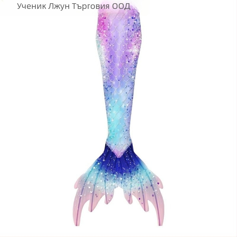 Детски комплект русалка принцеса за плуване — три части с опашка, полиестер, полипропиленово съдържание, марка Lijun, възраст 3–14 години