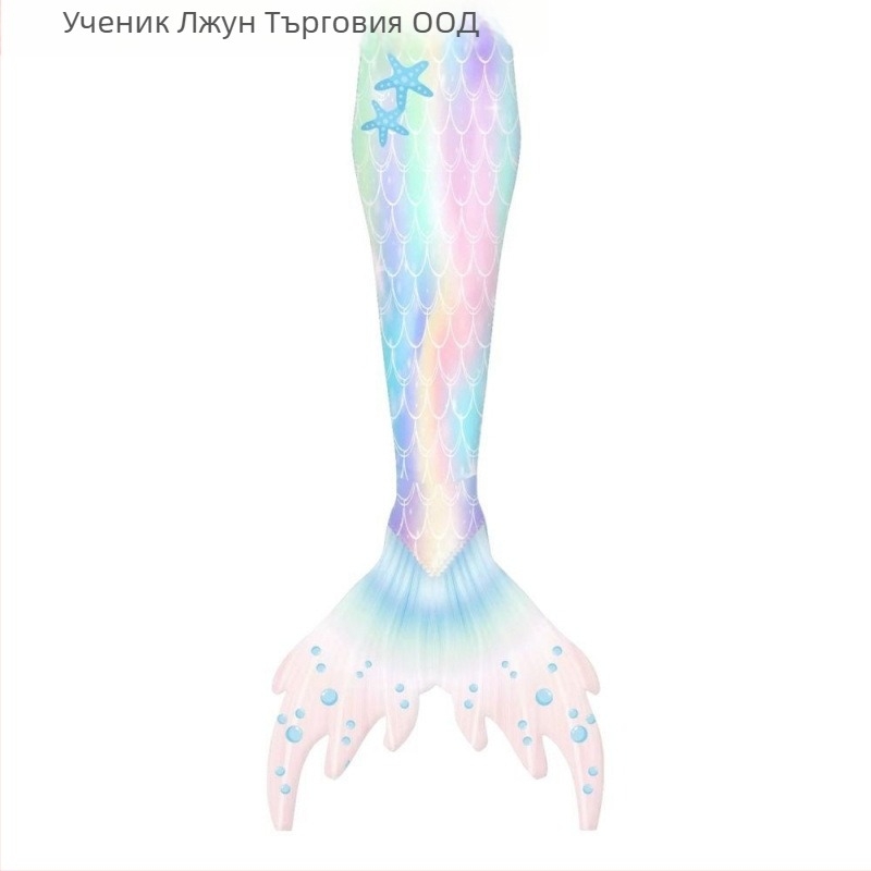 Детски комплект русалка принцеса за плуване — три части с опашка, полиестер, полипропиленово съдържание, марка Lijun, възраст 3–14 години