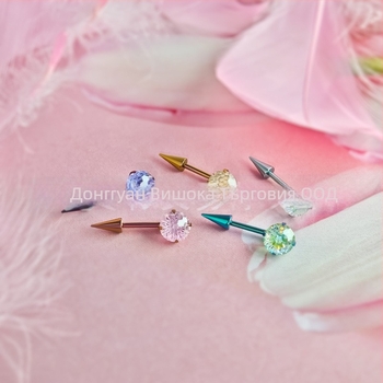 Обеци за уши, геометрична форма, F136 титиева сплав, диамантова обработка, игла за уши от титиева сплав, стил: Свеж и сладък