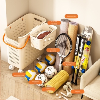 Кош за съхранение на йога постелки, спортно оборудване и топки за бадминтон, тесен дизайн, PP материал, модел 5128, модерен минималистичен стил