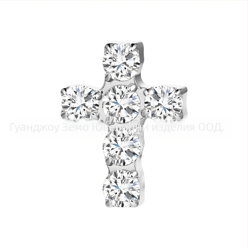 Кръстосано ушно колче от титановата сплав F136 със диамантена вградка и циркон