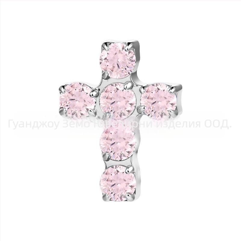 Кръстосано ушно колче от титановата сплав F136 със диамантена вградка и циркон