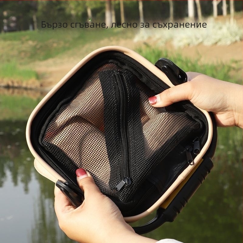 Сгъваема преносима кофа за живи риби за риболов на открито – EVA материал, ръчен воден съд за пренасяне