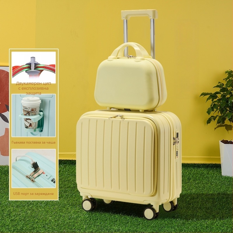 Куфар за ръчен багаж, PVC корпус, ципово отваряне, USB порт, против кражба, модел 716