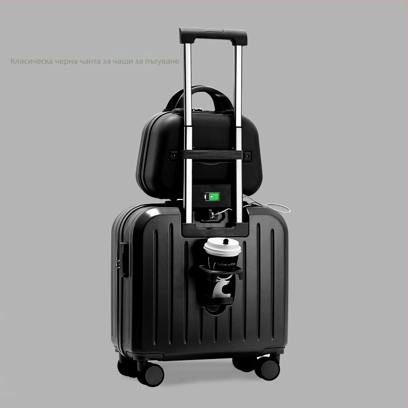 Куфар за ръчен багаж, PVC корпус, ципово отваряне, USB порт, против кражба, модел 716